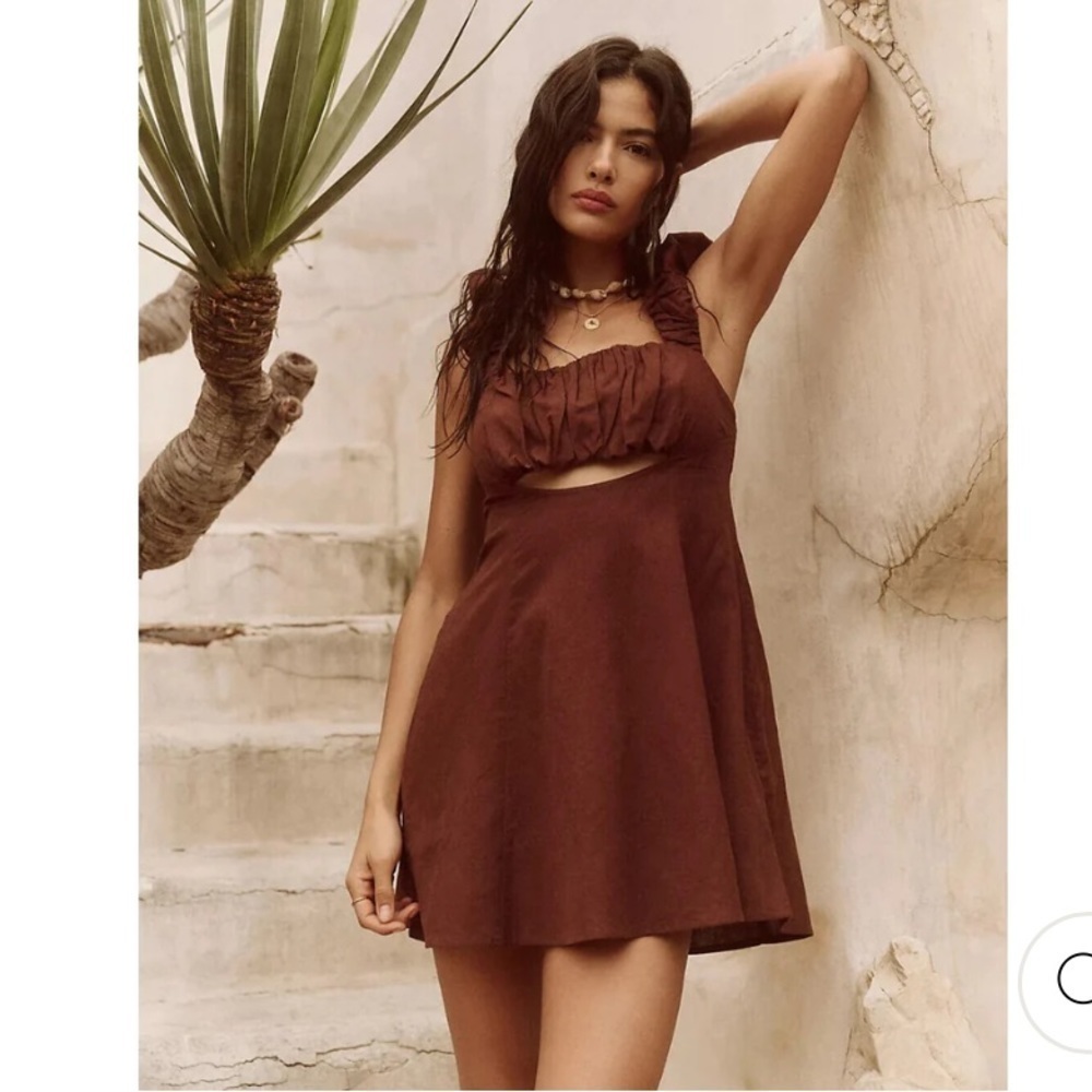 FREE PEOPLE FREE EST BOM BOM ISLAND BROWN MINI DRESS